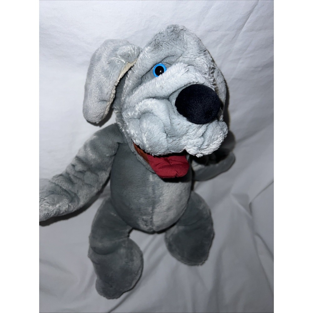 Vintage Wrinkles The Dog 16" Plush Hand Puppet Grey Ganz Bros 1981